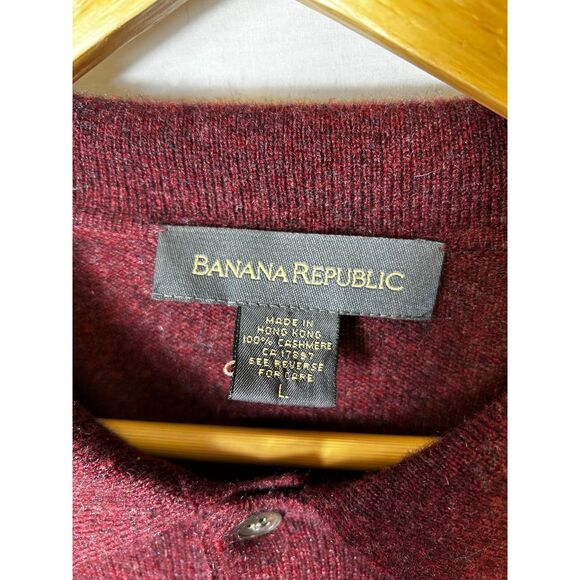Banana Republic NWOT Burgundy 100% Cashmere LS Polo Sweater Size L - Picture 5 of 10